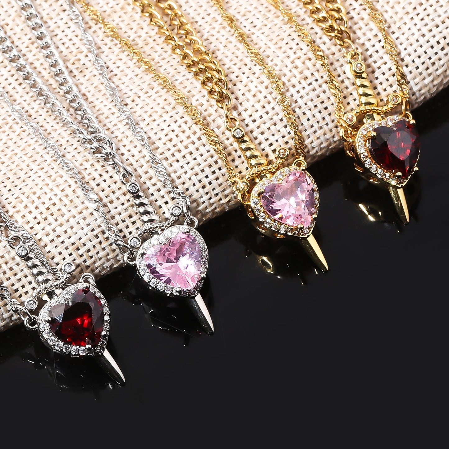 Snow White Heart & Sword Necklace Set ❤️⚔️✨