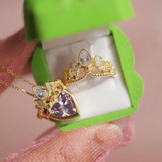 Rapunzel Crown Necklace & Ring Set 👑✨💛