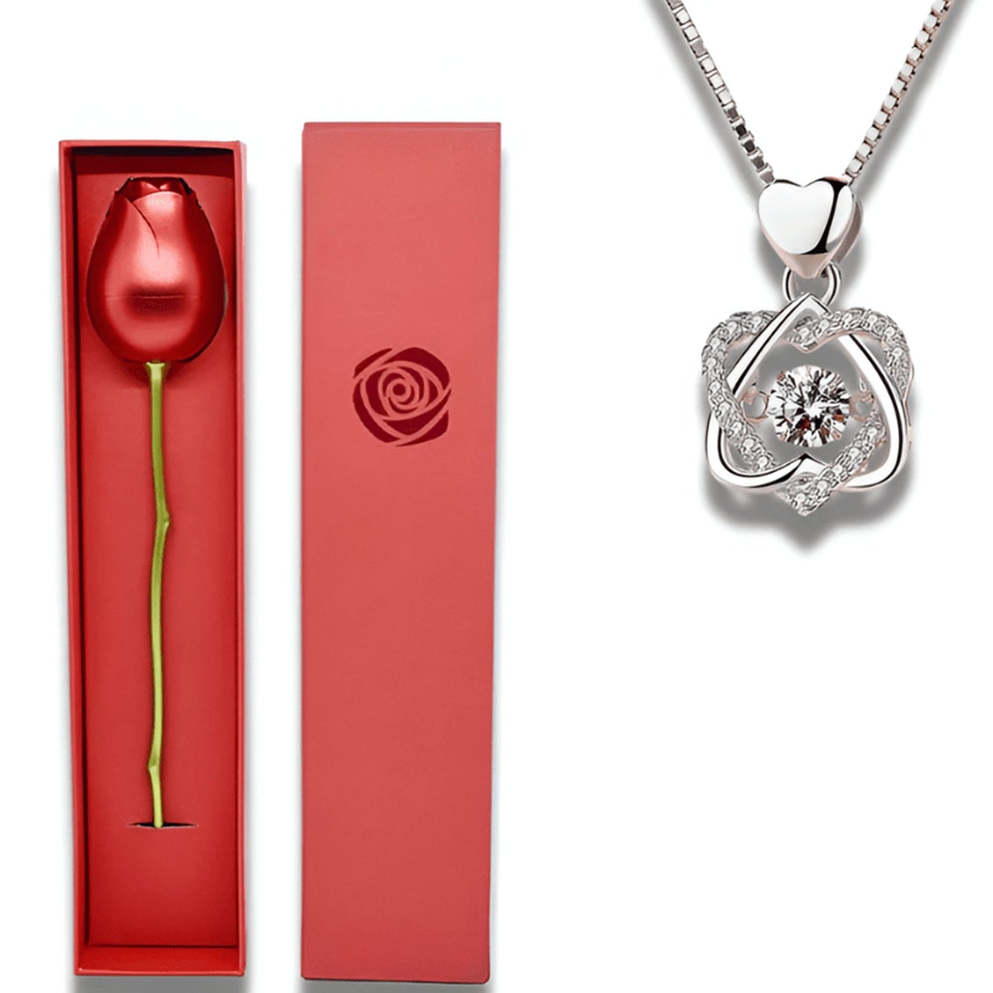 Belle Eternal Rose Heart Necklace 🌹❤️✨