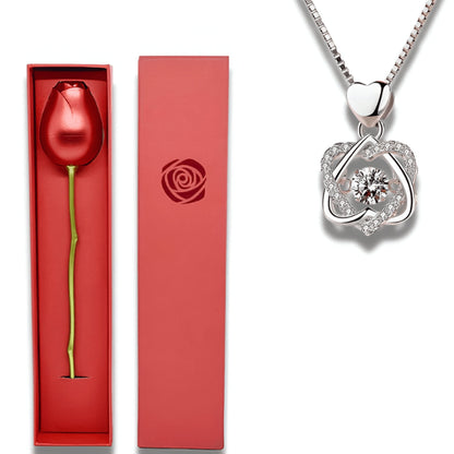 Belle Eternal Rose Heart Necklace 🌹❤️✨