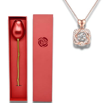 Belle Eternal Rose Heart Necklace 🌹❤️✨