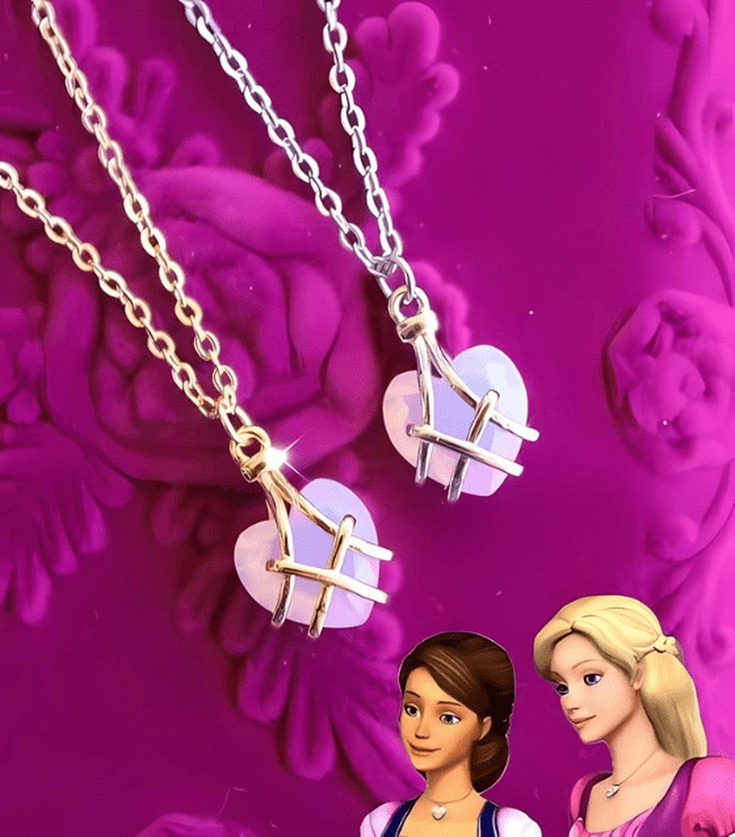 Barbie Diamond Castle Friendship Heart Necklace 💖💎✨