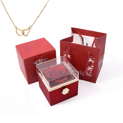 Belle Eternal Rose & Double Heart Necklace 🌹💖✨