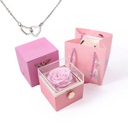 Belle Eternal Rose & Double Heart Necklace 🌹💖✨
