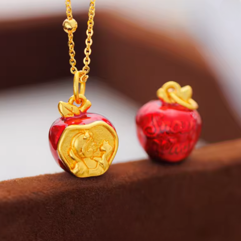 Snow White Golden Apple Necklace - 24K Gold Edition 🍎✨👑
