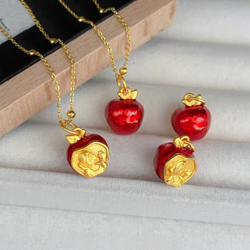Snow White Golden Apple Necklace - 24K Gold Edition 🍎✨👑