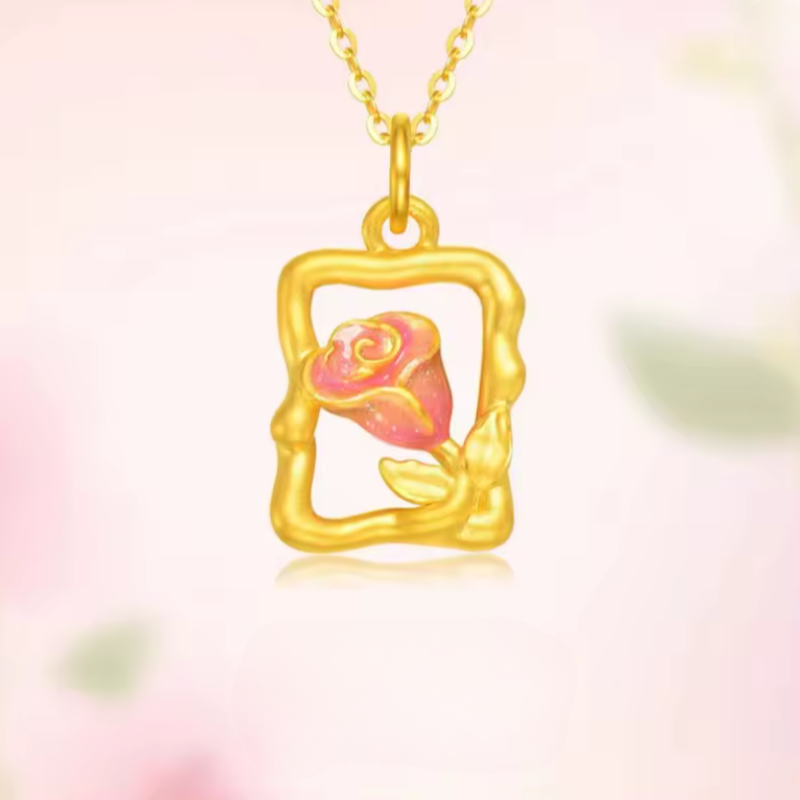 Belle Enchanted Rose Necklace - 24K Gold Edition 🌹✨👑