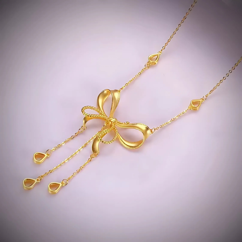 Barbie Bow Necklace - 24K Gold Edition 🎀✨💖