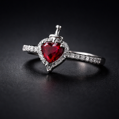 Evil Queen Heart & Sword Ring 🖤⚔️✨