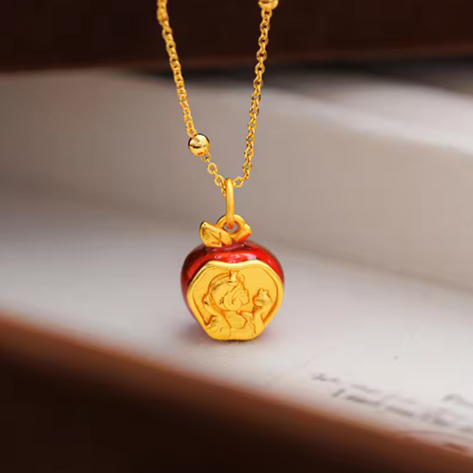 Snow White Golden Apple Necklace - 24K Gold Edition 🍎✨👑