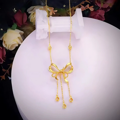Barbie Bow Necklace - 24K Gold Edition 🎀✨💖