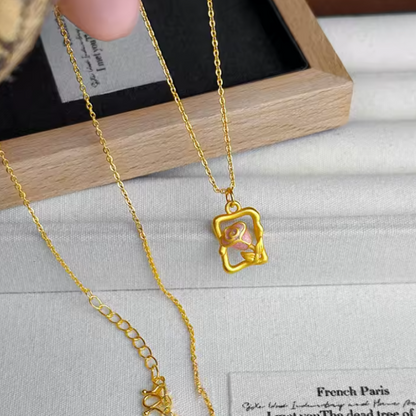 Belle Enchanted Rose Necklace - 24K Gold Edition 🌹✨👑