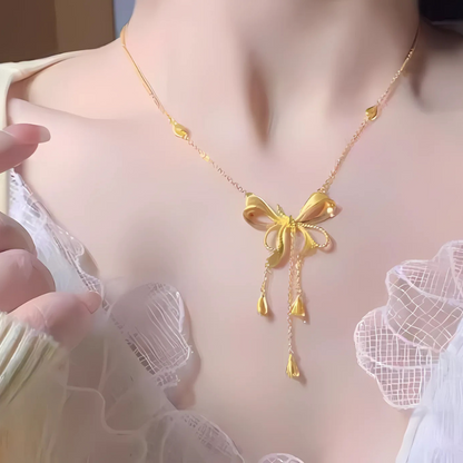 Barbie Bow Necklace - 24K Gold Edition 🎀✨💖