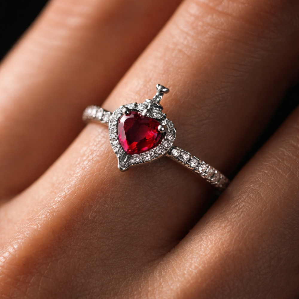 Evil Queen Heart & Sword Ring 🖤⚔️✨