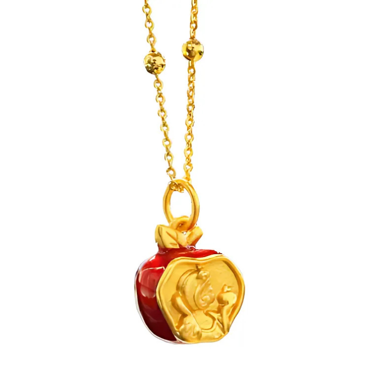 Snow White Golden Apple Necklace - 24K Gold Edition 🍎✨👑