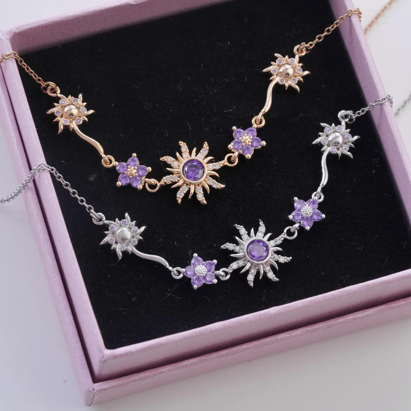 Rapunzel Sundrop Sun Necklace & Bracelet Set - Tangled Light Edition 🌞✨👑