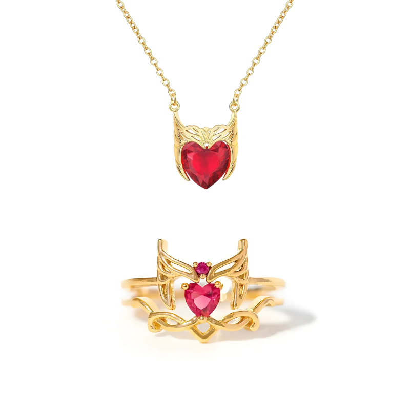Scarlet Witch Chaos Magic Necklace & Ring Set 🔮✨❤️