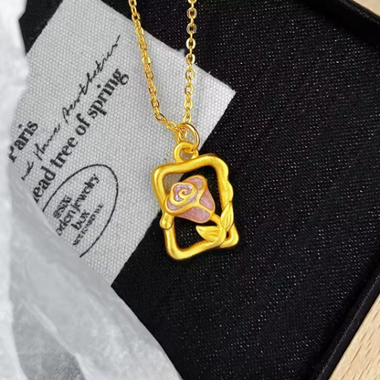 Belle Enchanted Rose Necklace - 24K Gold Edition 🌹✨👑