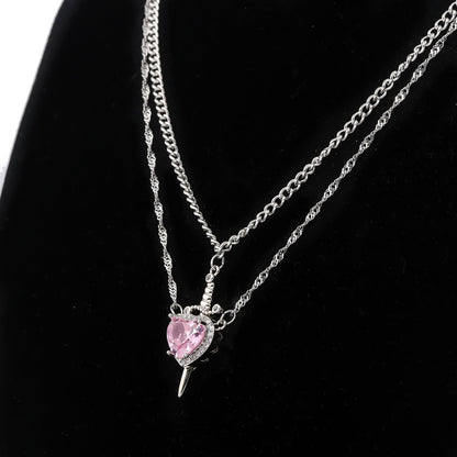 Snow White Heart & Sword Necklace Set ❤️⚔️✨