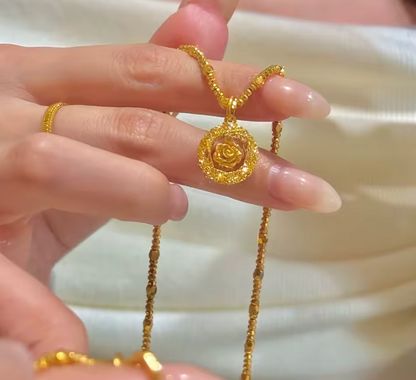Belle Enchanted Rose Necklace - 24K Gold Magic Edition 🌹✨👑