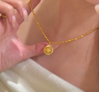 Belle Enchanted Rose Necklace - 24K Gold Magic Edition 🌹✨👑
