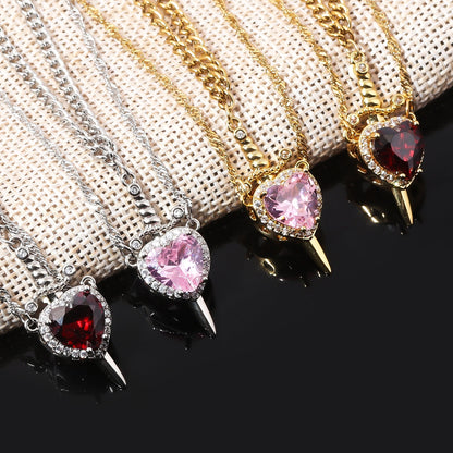 Snow White Heart & Sword Necklace Set ❤️⚔️✨