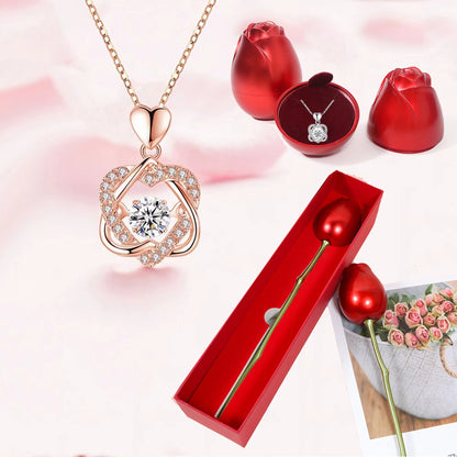 Belle Eternal Rose Heart Necklace 🌹❤️✨