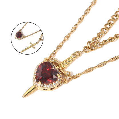 Snow White Heart & Sword Necklace Set ❤️⚔️✨