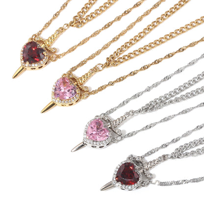 Snow White Heart & Sword Necklace Set ❤️⚔️✨