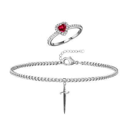 Snow White “Heart & Sword” Ring & Bracelet Set ❤️⚔️✨