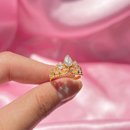 Rapunzel Crown Ring - Adjustable Golden Edition 👑✨